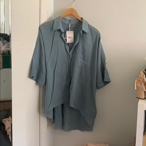 NWT free people oversized blue shirt size xs